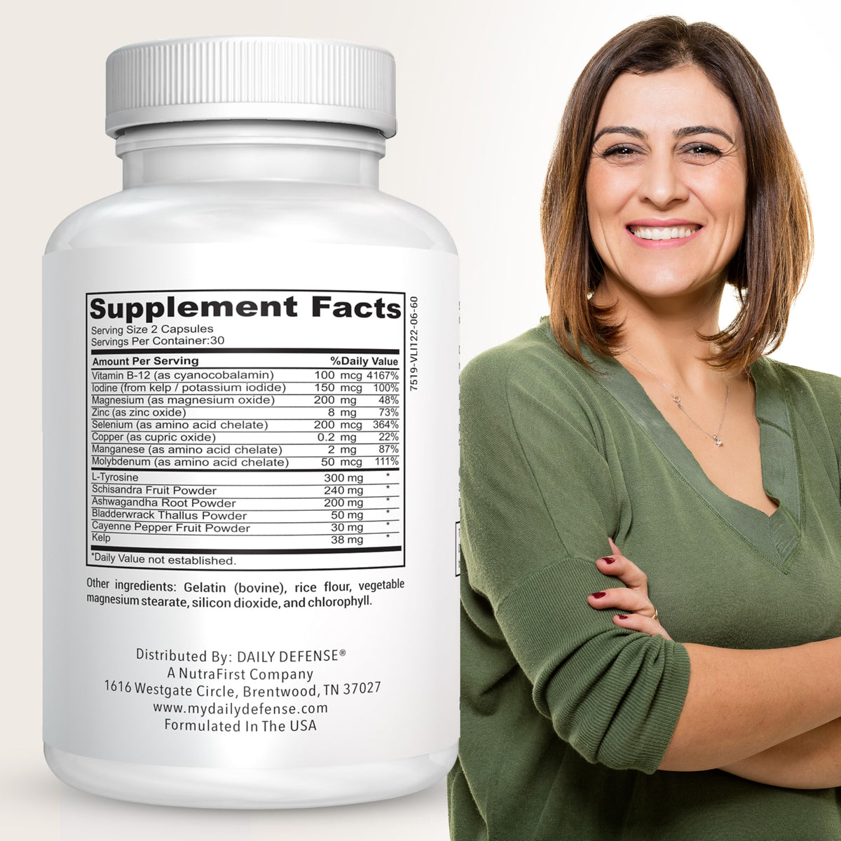 Selenium with Iodine Zinc B12 Ashwagandha Thyroid Support Supplement Y79527