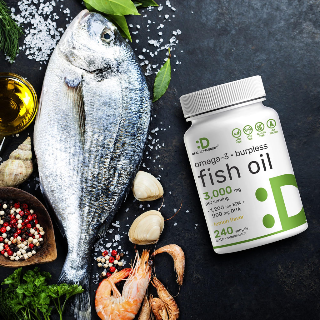 Omega 3 Fish Oil 3,000mg 240 Softgels EPA DHA Lemon Flavored Z14970